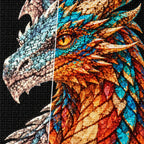 Copper Turquoise Mosaic Dragon diamond drill and canvas detail