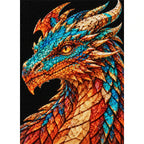 Copper Turquoise Mosaic Dragon finished diamond painting on white background