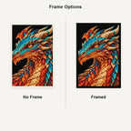 Copper Turquoise Mosaic Dragon No Frame and Framed style comparison