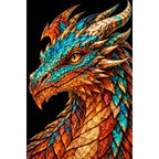 Copper Turquoise Mosaic Dragon original artwork on white background