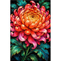 Coral Chrysanthemum Bloom Diamond Painting Kit — original white-background artwork