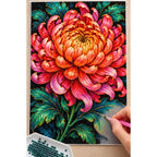 Coral Chrysanthemum Bloom Diamond Painting Kit — Diamond painting process