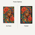 Coral Peony Empress No Frame and Framed style comparison