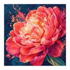 White-background finished diamond painting of Coral Blaze Peony