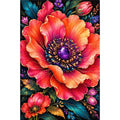 Coral Poppy Jewel Bloom Diamond Painting Kit — original white-background artwork