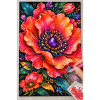 Coral Poppy Jewel Bloom Diamond Painting Kit — Diamond painting process