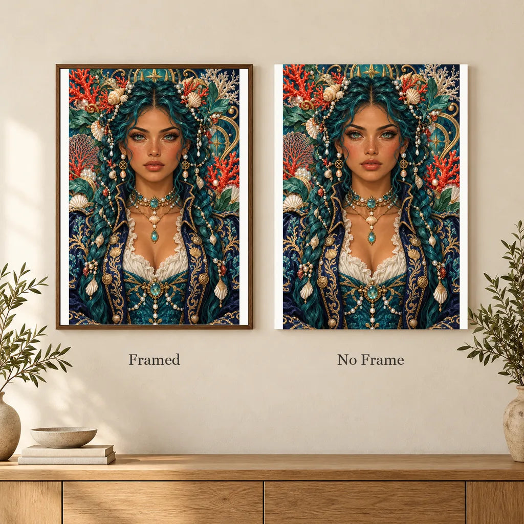 Framed and no-frame options for the Coral Reef Cartographer diamond painting