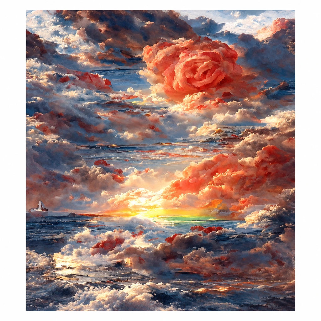 Coral Rose in the Stormy Ocean: original