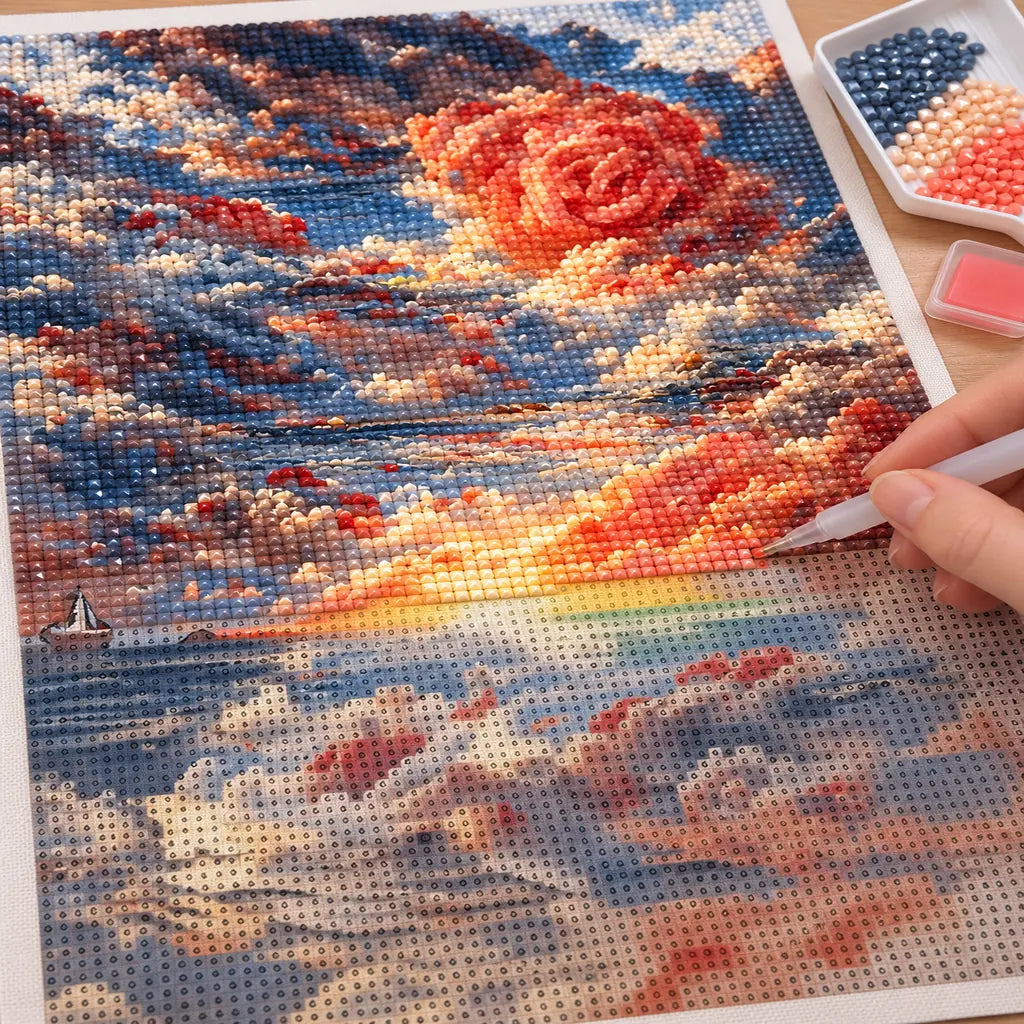 Coral Rose in the Stormy Ocean: process