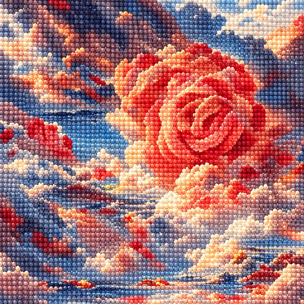 Coral Rose in the Stormy Ocean: detail
