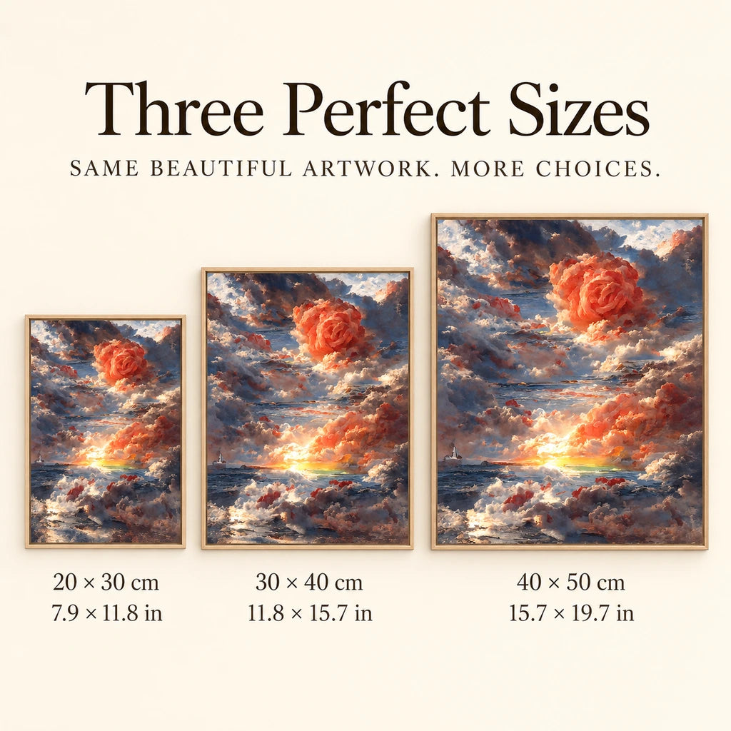 Coral Rose in the Stormy Ocean: sizes