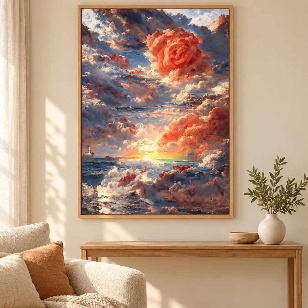Coral Rose in the Stormy Ocean: scene