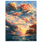Coral Rose at Sunset Over the Ocean: original