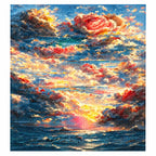Coral Rose at Sunset Over the Ocean: finished
