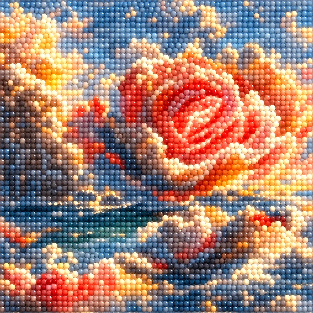 Coral Rose at Sunset Over the Ocean: detail