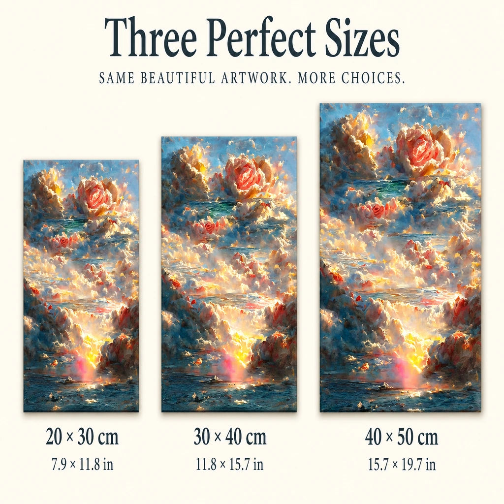 Coral Rose at Sunset Over the Ocean: sizes
