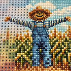 Cornfield Scarecrow Diamond Painting Kit diamond and canvas detail
