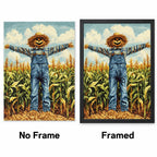 Cornfield Scarecrow Diamond Painting Kit No Frame and Framed comparison