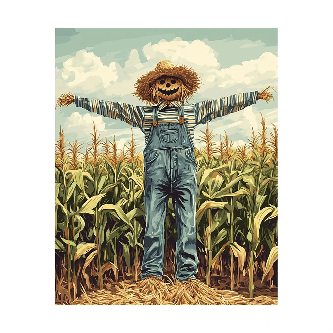 Cornfield Scarecrow Diamond Painting Kit original artwork on white background