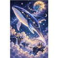 Cosmic Whale Moonlit Sky Diamond Painting Kit original artwork on white background