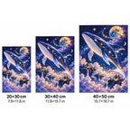 Cosmic Whale Moonlit Sky Diamond Painting Kit size guide
