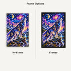 Cosmic Wolf Nebula Mountains No Frame and Framed comparison