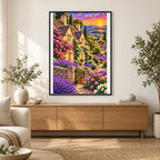 Cotswolds Lavender Cottage finished artwork in home décor
