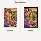 Cotswolds Lavender Cottage No Frame and Framed comparison
