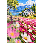 Cottage Cosmos Meadow Diamond Painting Kit diamond and canvas detail