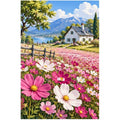 Cottage Cosmos Meadow original artwork on white background