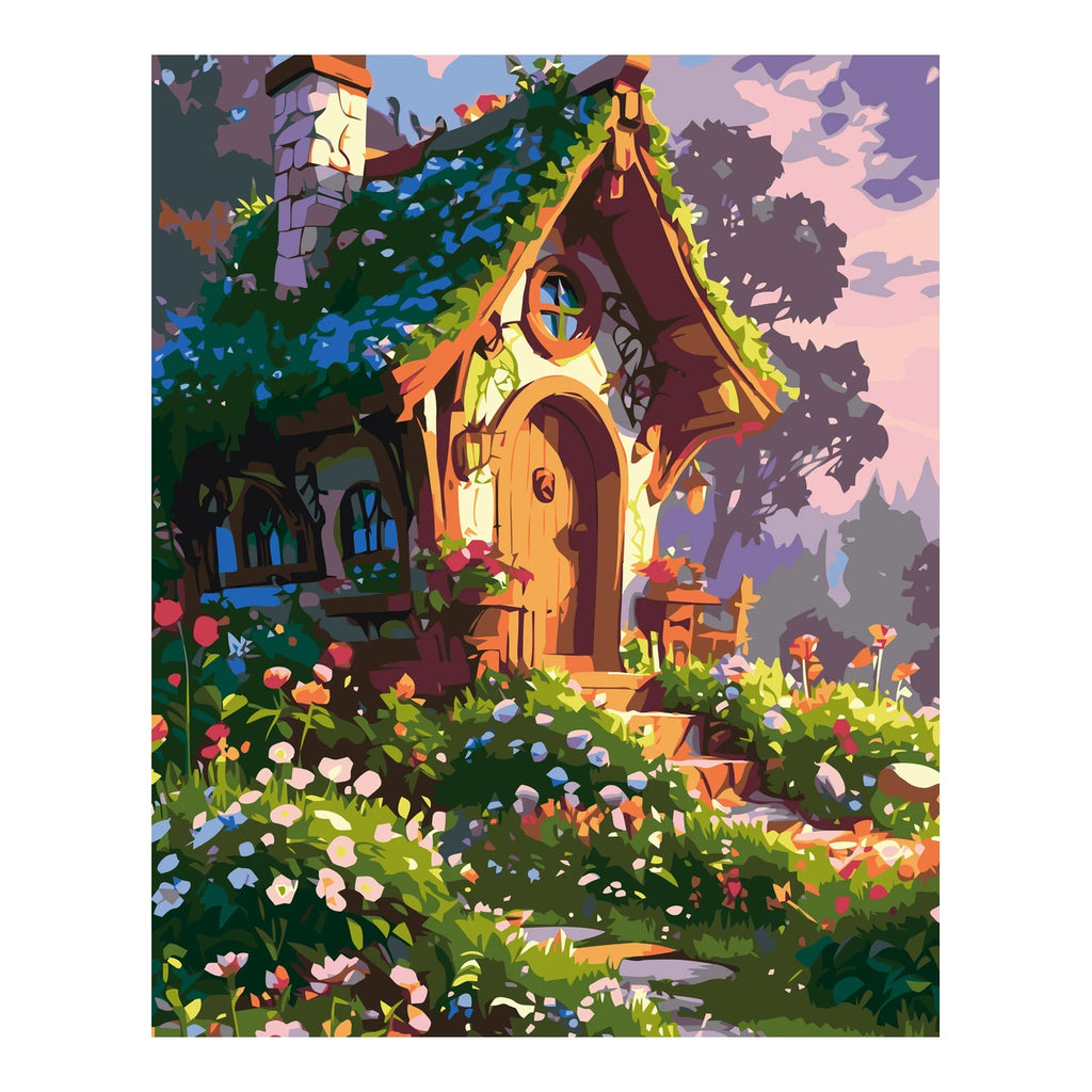 Original artwork for Cottage In Bloom Diamond Painting Kit