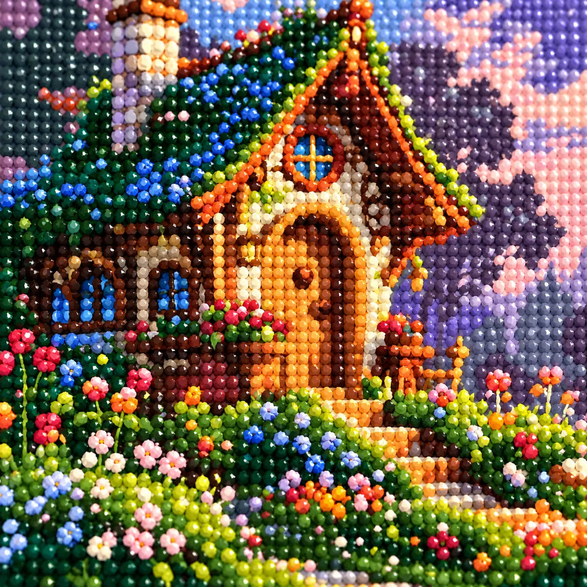 Diamond detail for Cottage In Bloom Diamond Painting Kit