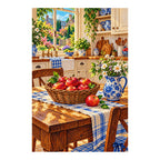 Cottage Kitchen Apples — finished diamond painting on a white background