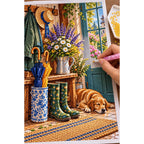 Country Entryway Boots Lavender — diamond painting process with applicator pen