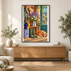 Country Entryway Boots Lavender — finished diamond painting displayed in a home interior