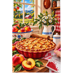 Country Kitchen Peach Pie — diamond painting process with applicator pen