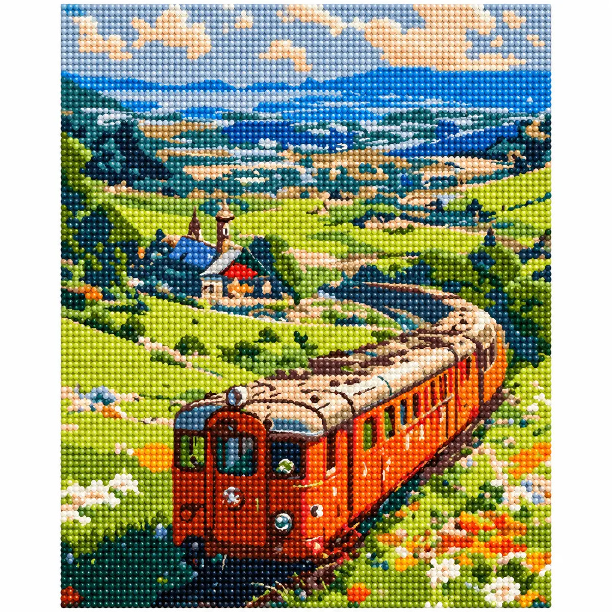 Finished diamond painting for Countryside Rail Journey Diamond Painting Kit