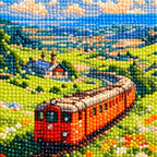 Diamond detail for Countryside Rail Journey Diamond Painting Kit