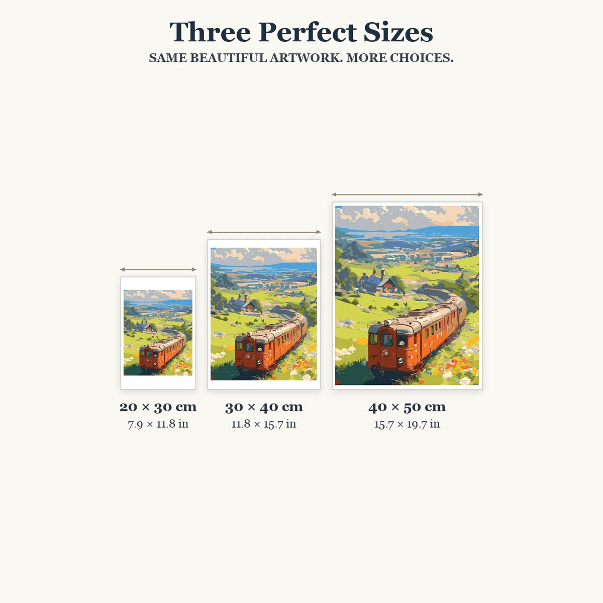 Size guide for Countryside Rail Journey Diamond Painting Kit