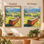 Framed and no-frame comparison for Countryside Rail Journey Diamond Painting Kit