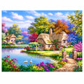 Countryside Swan Cottage Diamond Painting Kit finished landscape diamond painting product