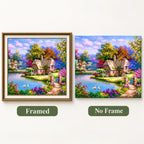 Countryside Swan Cottage Diamond Painting Kit diamond painting No Frame and Framed options