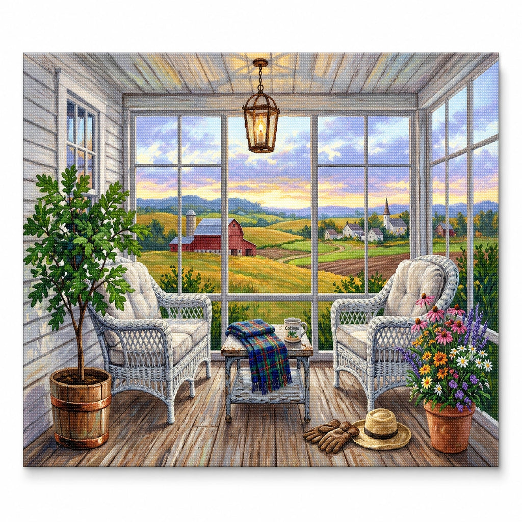 Countryside Window Garden Diamond Painting Kit finished landscape diamond painting product