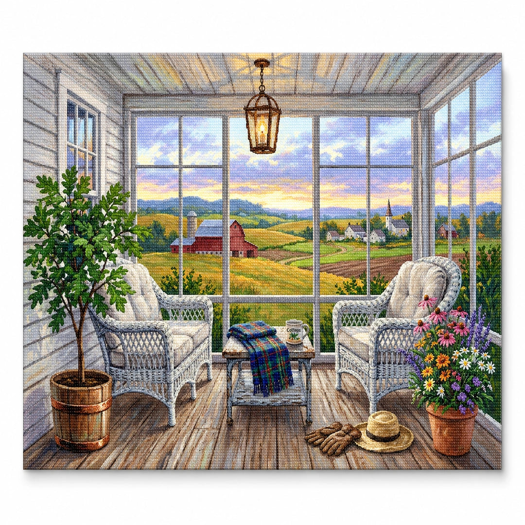 Countryside Window Garden Diamond Painting Kit finished landscape diamond painting product