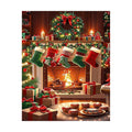 Cozy Christmas Fireplace Diamond Painting Kit original artwork on white background