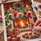 Cozy Christmas Fireplace Diamond Painting Kit process