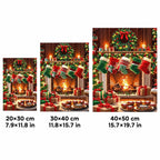 Cozy Christmas Fireplace Diamond Painting Kit sizes