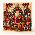 Cozy Christmas Santa Scene Pearl Diamond Painting Kit hero image
