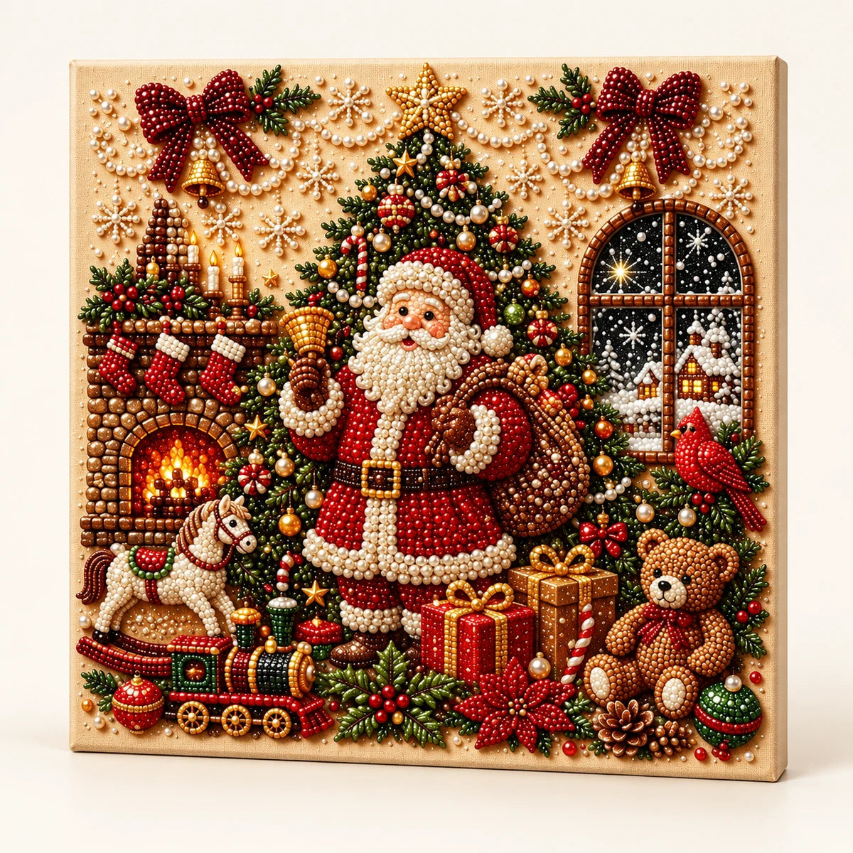 Cozy Christmas Santa Scene Pearl Diamond Painting Kit hero image