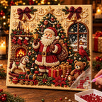 Cozy Christmas Santa Scene Pearl Diamond Painting Kit process image